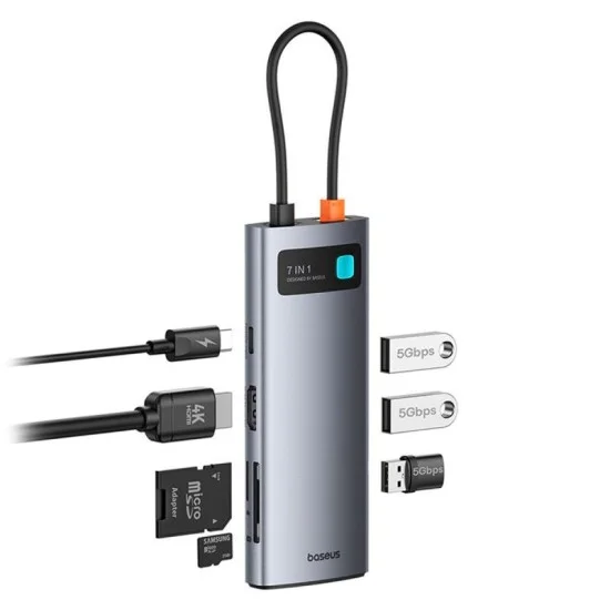 Baseus Metal Gleam 7-Port HUB - Space Grey